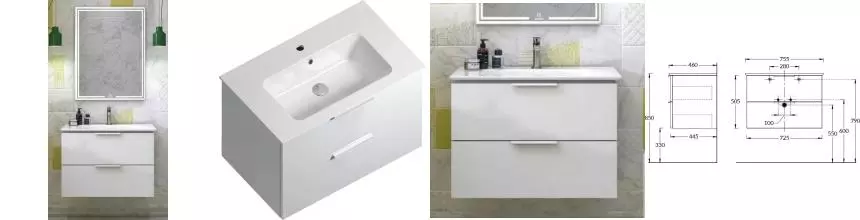 Мебель для ванной подвесная «Kerama Marazzi» Piano Forte 75 белый глянец Мебель для ванной подвесная «Kerama Marazzi» Piano Forte 75 белый глянец