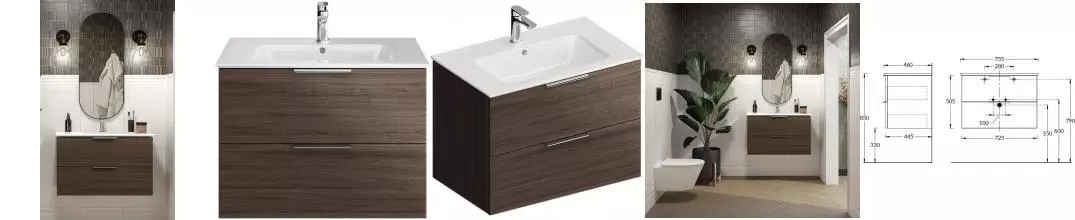Мебель для ванной подвесная «Kerama Marazzi» Piano Forte 75 дымчатый вяз