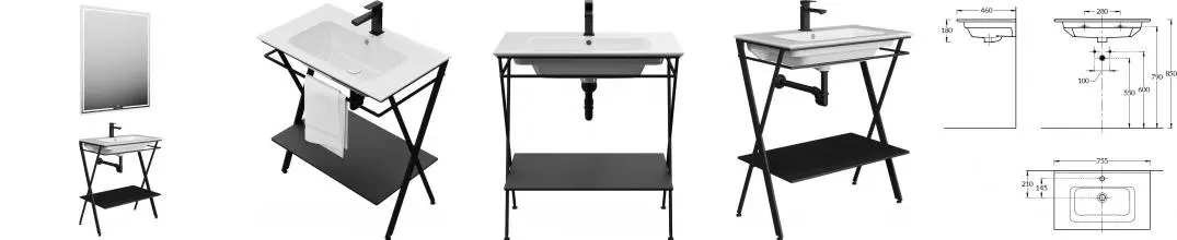 Мебель для ванной «Kerama Marazzi» Piano Next 75 чёрная матовая