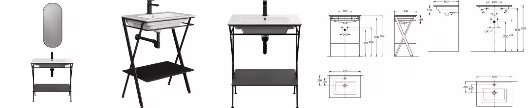 Мебель для ванной «Kerama Marazzi» Piano Next 65 чёрная матовая