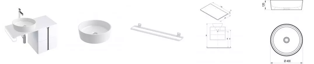 Тумба с раковиной «Ravak» SD Balance 50 (Uni 40) подвесная белый-графит универсальная