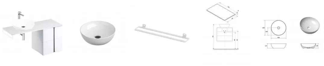 Тумба с раковиной «Ravak» SD Balance 50 (Uni Slim B 40) подвесная белый-графит универсальная