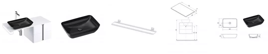 Тумба с раковиной «Ravak» SD Balance 50 (Uni Slim R 50/31) подвесная белый-графит универсальная