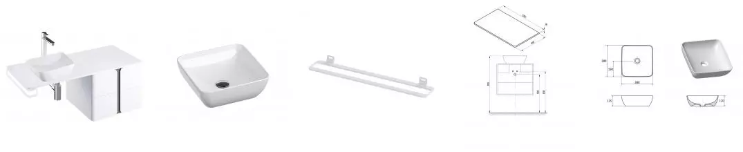 Тумба с раковиной «Ravak» SD Balance 50 (Uni Slim S 38) подвесная белый-графит универсальная