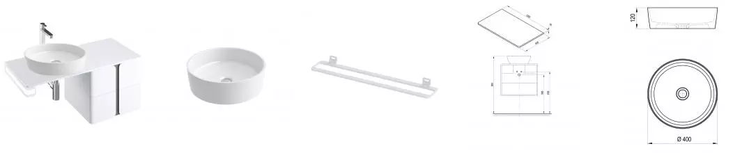 Тумба с раковиной «Ravak» SD Balance 60 (Uni 40) подвесная белый-графит универсальная