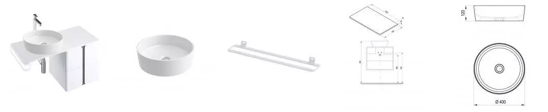 Тумба с раковиной «Ravak» SD Balance 60 (Uni Slim 40) подвесная белый-графит универсальная