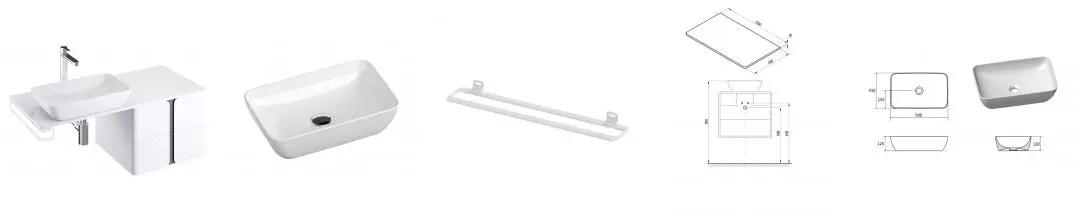 Тумба с раковиной «Ravak» SD Balance 60 (Uni Slim R 50/31) подвесная белый-графит универсальная