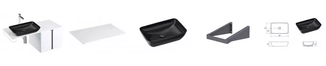 Тумба с раковиной «Ravak» SD Balance 60 (Uni Slim R 50/31) подвесная белый-графит универсальная