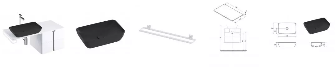 Тумба с раковиной «Ravak» SD Balance 60 (Uni Slim R 50/31) подвесная белый-графит универсальная