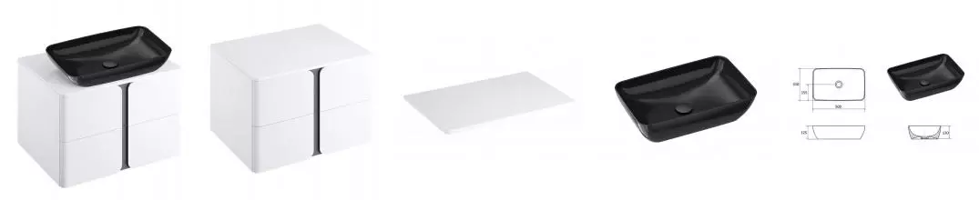 Тумба с раковиной «Ravak» SD Balance 80 (Uni Slim R 50/31) подвесная белый-графит Тумба с раковиной «Ravak» SD Balance 80 (Uni Slim R 50/31) подвесная белый-графит