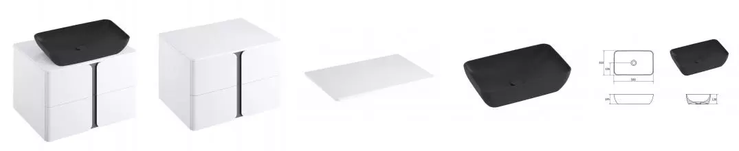 Тумба с раковиной «Ravak» SD Balance 80 (Uni Slim R 50/31) подвесная белый-графит Тумба с раковиной «Ravak» SD Balance 80 (Uni Slim R 50/31) подвесная белый-графит