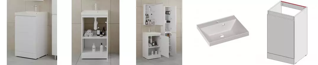 Тумба с раковиной «Style Line» Батлер 50 (Asti 50/45 жасмин) белая глянцевая Тумба с раковиной «Style Line» Батлер 50 (Asti 50/45 жасмин) белая глянцевая