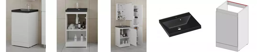 Тумба с раковиной «Style Line» Батлер 50 (Asti 50/45 антрацит) белая глянцевая Тумба с раковиной «Style Line» Батлер 50 (Asti 50/45 антрацит) белая глянцевая