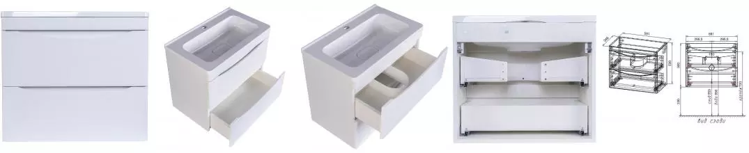 Тумба с раковиной «Style Line» Бергамо Мини 60 Люкс (Каре Люкс Мини 60/35) подвесная антискрейтч белый Тумба с раковиной «Style Line» Бергамо Мини 60 Люкс (Каре Люкс Мини 60/35) подвесная антискрейтч белый