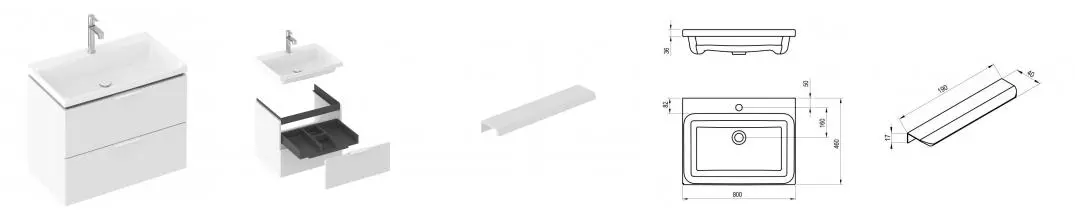 Тумба с раковиной «Ravak» SD Comfort II 80 (Comfort 80/46) подвесная белая