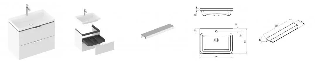 Тумба с раковиной «Ravak» SD Comfort II 80 (Comfort 80/46) подвесная белая