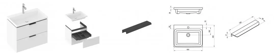 Тумба с раковиной «Ravak» SD Comfort II 80 (Comfort 80/46) подвесная белая