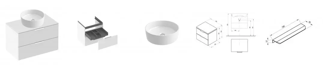 Тумба с раковиной «Ravak» SD Comfort II 80 (Uni Slim 40) подвесная белая