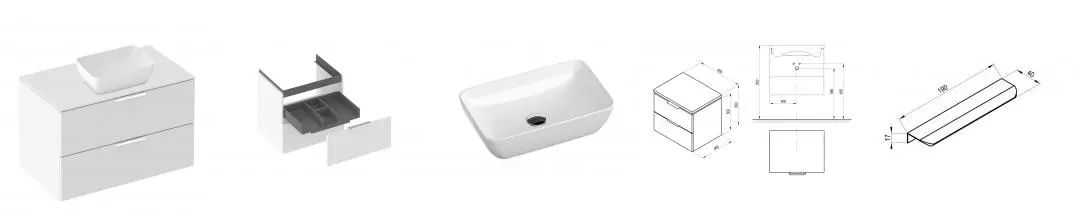 Тумба с раковиной «Ravak» SD Comfort II 80 (Uni Slim R 50/31) подвесная белая