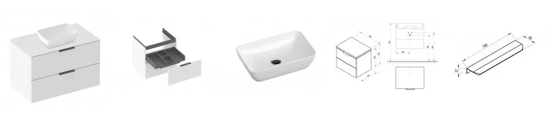 Тумба с раковиной «Ravak» SD Comfort II 80 (Uni Slim R 50/31) подвесная белая