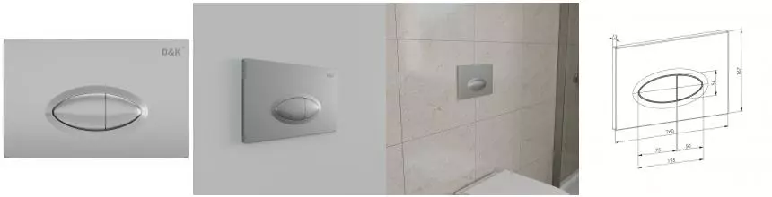 Кнопка смыва «D&K» Rhein.Marx DB1399002 пластик матовый хром Кнопка смыва «D&K» Rhein.Marx DB1399002 пластик матовый хром