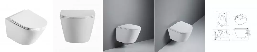 Подвесной унитаз безободковый «D&K» Rhein.Bach DT1476516 белый с сиденьем дюропласт с микролифтом белое