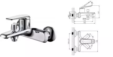Смеситель для ванны с душем «Rush» Nevis NE1735-44 хром