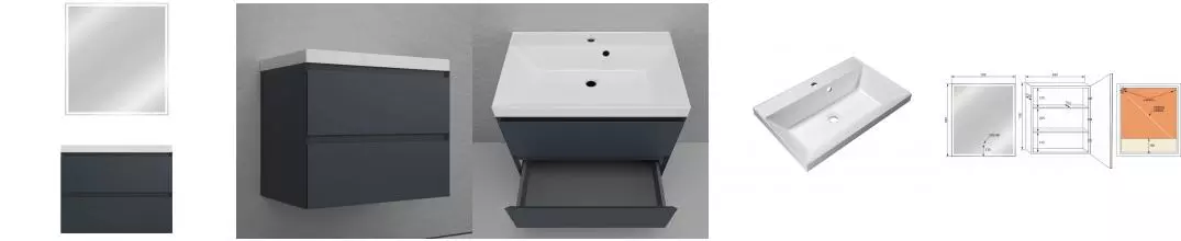 Мебель для ванной подвесная «Style Line» Манхэттен 70 графит