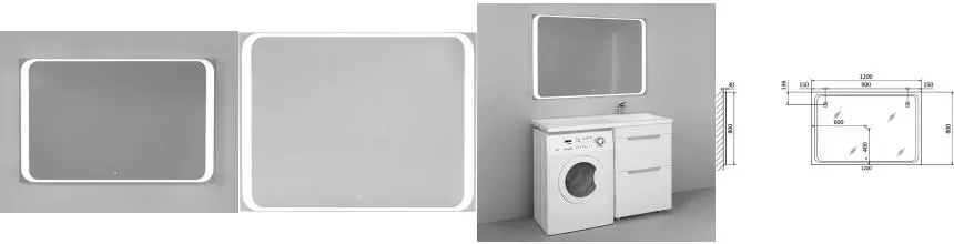 Зеркало «Raval» Forte 120 с сенсорным выключателем с подсветкой Зеркало «Raval» Forte 120 с сенсорным выключателем с подсветкой