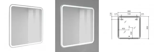 Зеркало «Raval» Morelle 80/80 с инфракрасным выключателем с подсветкой Зеркало «Raval» Morelle 80/80 с инфракрасным выключателем с подсветкой