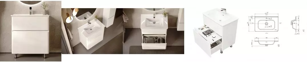 Тумба с раковиной «Raval» Claridy 70 (Sturdy 70) белая глянцевая