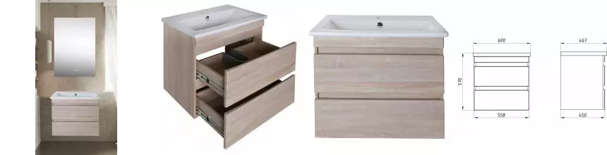 Мебель для ванной подвесная «ASB-Woodline» Лира 60 светлое дерево Мебель для ванной подвесная «ASB-Woodline» Лира 60 светлое дерево