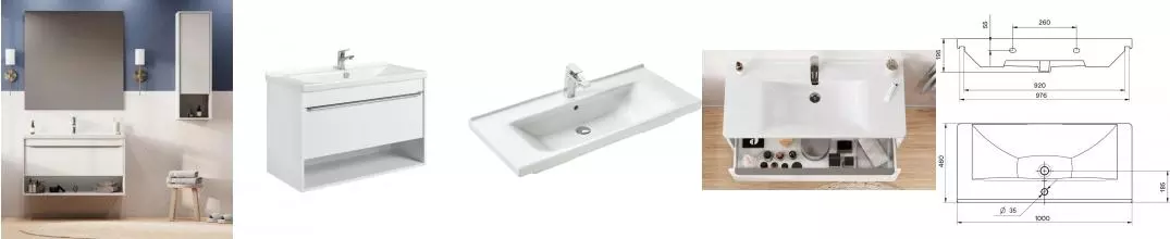 Мебель для ванной подвесная «Aquaton» Хоуп 100/1 белая матовая Мебель для ванной подвесная «Aquaton» Хоуп 100/1 белая матовая