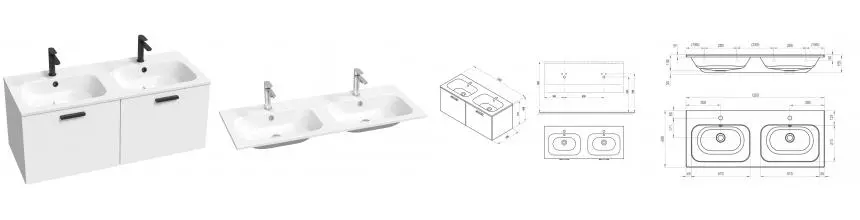 Тумба с раковиной «Ravak» SD Chrome II 120 (Chrome Slim 120/49 двойная) подвесная белый глянец Тумба с раковиной «Ravak» SD Chrome II 120 (Chrome Slim 120/49 двойная) подвесная белый глянец
