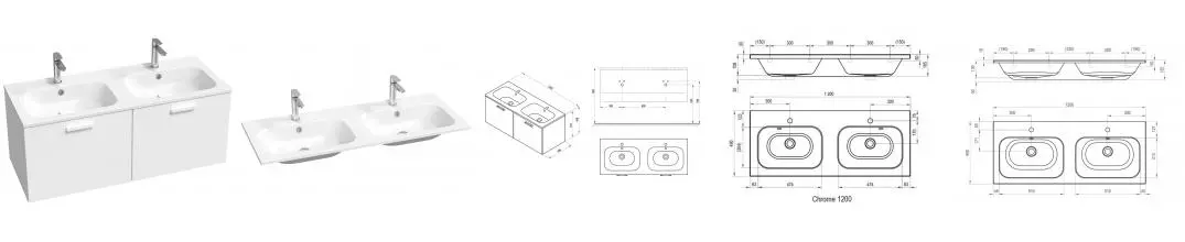 Тумба с раковиной «Ravak» SD Chrome II 120 (Chrome Slim 120/49 двойная) подвесная белый глянец Тумба с раковиной «Ravak» SD Chrome II 120 (Chrome Slim 120/49 двойная) подвесная белый глянец