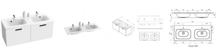 Тумба с раковиной «Ravak» SD Chrome II 120 (Chrome 120/49 двойная) подвесная белый глянец Тумба с раковиной «Ravak» SD Chrome II 120 (Chrome 120/49 двойная) подвесная белый глянец