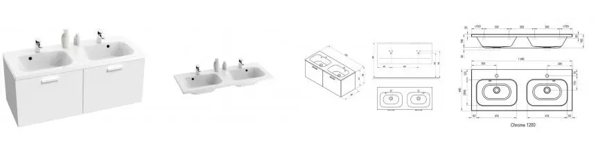 Тумба с раковиной «Ravak» SD Chrome II 120 (Chrome 120/49 двойная) подвесная белый глянец Тумба с раковиной «Ravak» SD Chrome II 120 (Chrome 120/49 двойная) подвесная белый глянец