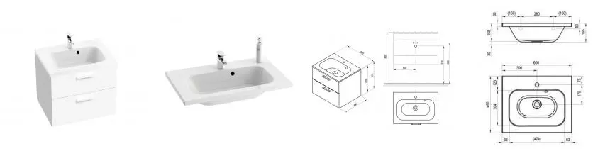 Тумба с раковиной «Ravak» SD Chrome II 60 (Chrome 60/49) подвесная белый глянец