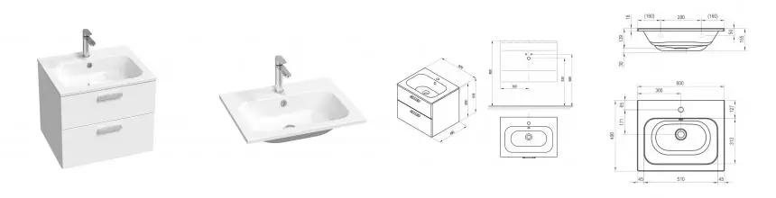 Тумба с раковиной «Ravak» SD Chrome II 60 (Chrome Slim 60/49) подвесная белый глянец Тумба с раковиной «Ravak» SD Chrome II 60 (Chrome Slim 60/49) подвесная белый глянец