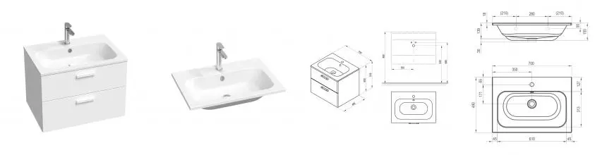 Тумба с раковиной «Ravak» SD Chrome II 70 (Chrome Slim 70/49) подвесная белый глянец Тумба с раковиной «Ravak» SD Chrome II 70 (Chrome Slim 70/49) подвесная белый глянец