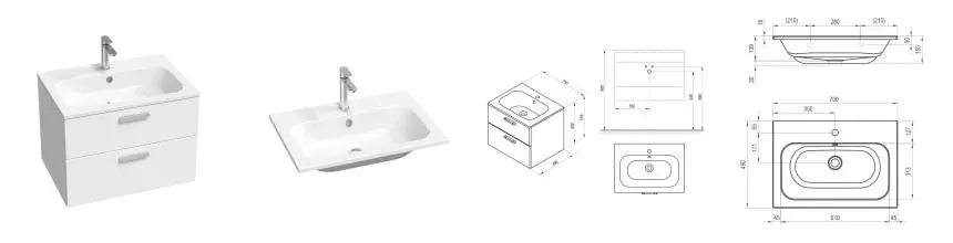 Тумба с раковиной «Ravak» SD Chrome II 70 (Chrome Slim 70/49) подвесная белый глянец Тумба с раковиной «Ravak» SD Chrome II 70 (Chrome Slim 70/49) подвесная белый глянец