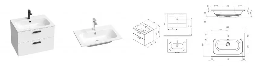 Тумба с раковиной «Ravak» SD Chrome II 70 (Chrome Slim 70/49) подвесная белый глянец Тумба с раковиной «Ravak» SD Chrome II 70 (Chrome Slim 70/49) подвесная белый глянец