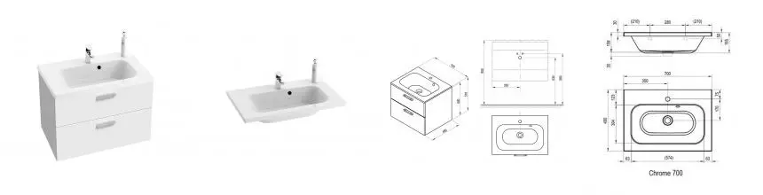 Тумба с раковиной «Ravak» SD Chrome II 70 (Chrome 70/49) подвесная белый глянец Тумба с раковиной «Ravak» SD Chrome II 70 (Chrome 70/49) подвесная белый глянец
