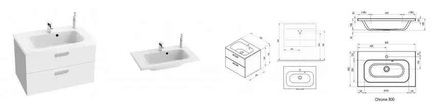 Тумба с раковиной «Ravak» SD Chrome II 80 (Chrome 80/49) подвесная белый глянец Тумба с раковиной «Ravak» SD Chrome II 80 (Chrome 80/49) подвесная белый глянец