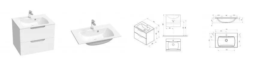 Тумба с раковиной «Ravak» SD Classic II 70 (Classic II Slim 70/45) подвесная белая/серая Тумба с раковиной «Ravak» SD Classic II 70 (Classic II Slim 70/45) подвесная белая/серая