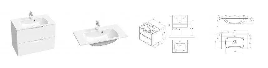 Тумба с раковиной «Ravak» SD Classic II 80 (Classic II Slim 80/45) подвесная белая/белая