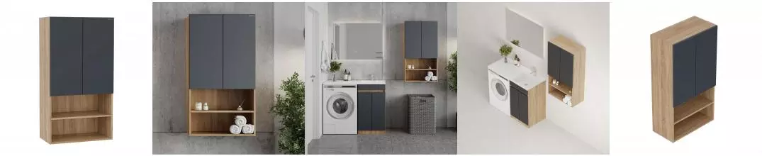 Шкаф Маркус Нова 60 подвесной, серый/дуб сонома, сборный · Onika, 306012