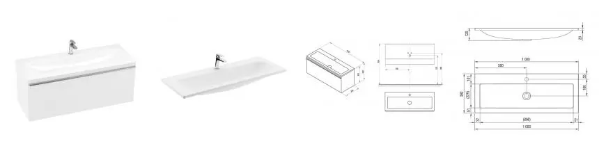 Тумба с раковиной «Ravak» SD Clear 100 (Clear 100/38) подвесная белая/белая