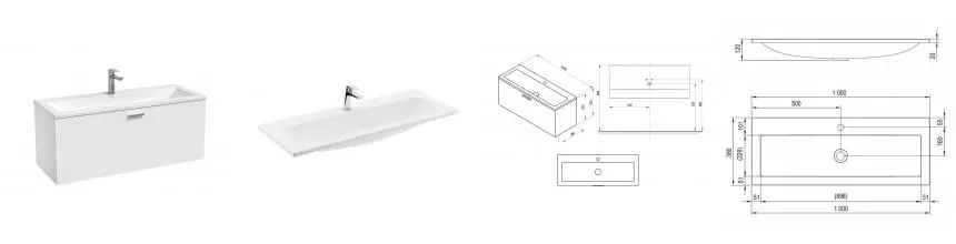 Тумба с раковиной «Ravak» SD Clear II 100 (Clear 100/38) подвесная белый глянец Тумба с раковиной «Ravak» SD Clear II 100 (Clear 100/38) подвесная белый глянец