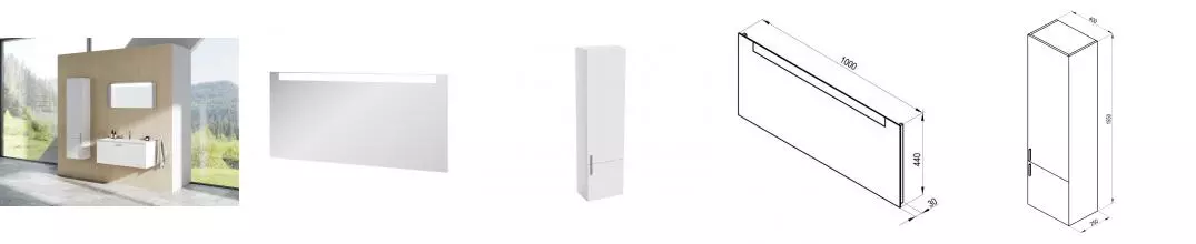 Мебель для ванной подвесная «Ravak» SD Clear II 100 белый глянец